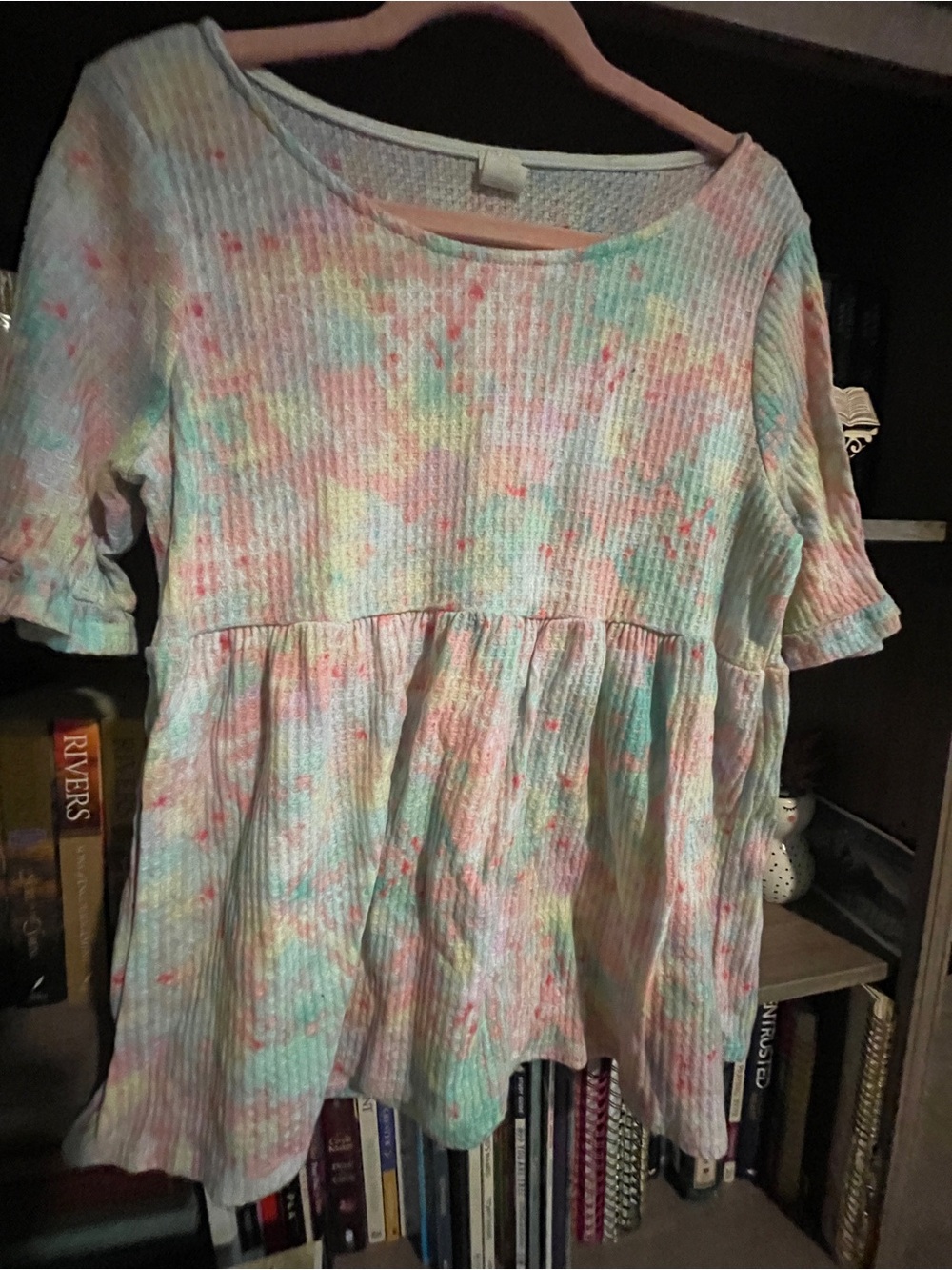 ' Pastel Tie-Dye Peplum Top - Multicolor